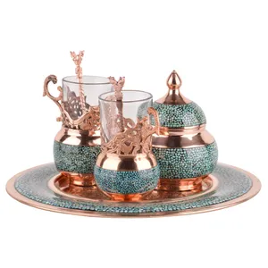 سرويس چای خوری 6 پارچه فیروزه کوبی هنرلوکس کد F27