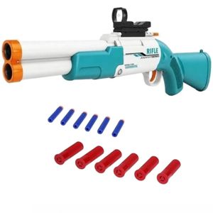  ست تفنگ بازی ناب سل مدل شاتگان دوربین دار پوکه پران تیر ابری کمرشکن کد SUPER GUN SOFT BULLET BT6022 مناسب برای نوجوانان سایز 65*22 سانتی متر