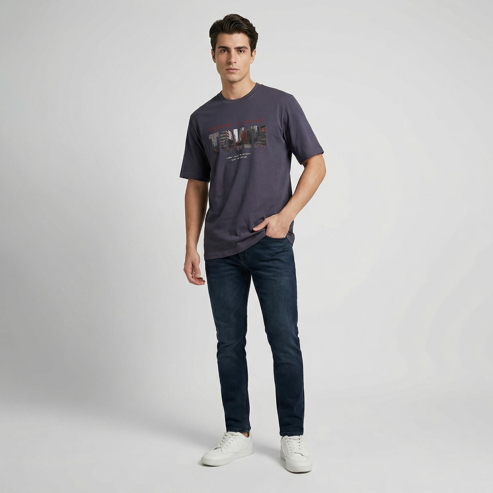 تیشرت آستین کوتاه یقه گرد مردانه وان بای وان مدل 05 - - 9