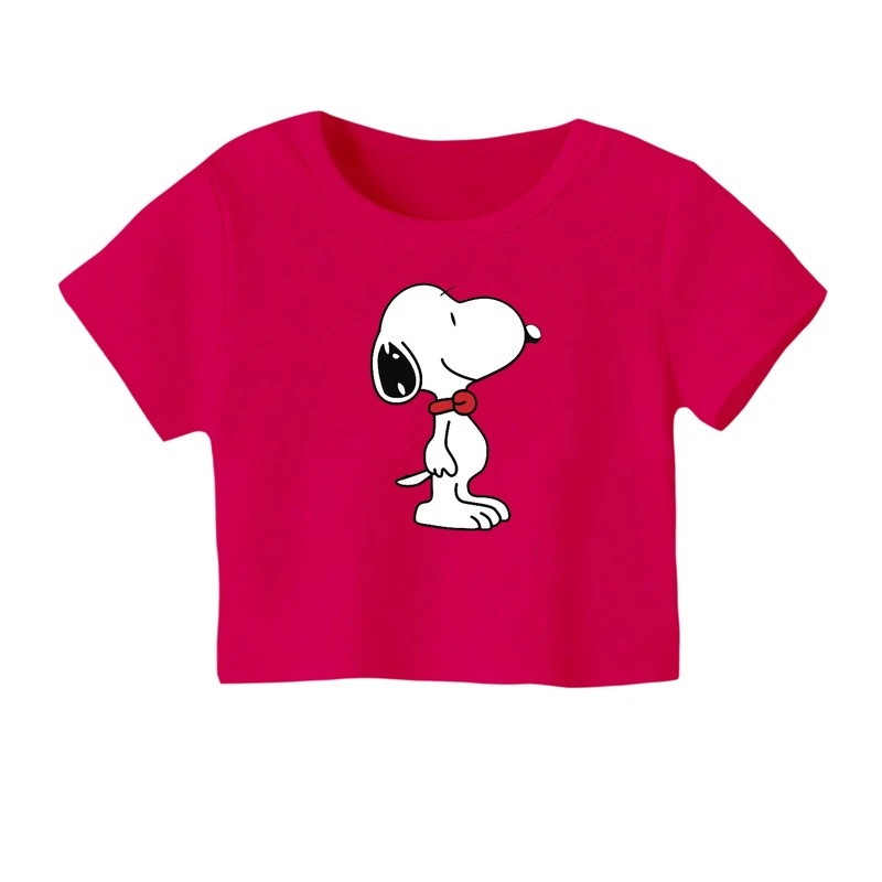 کراپ‌ تی‌شرت آستین کوتاه زنانه مدل اسنوپی کد ۳۸