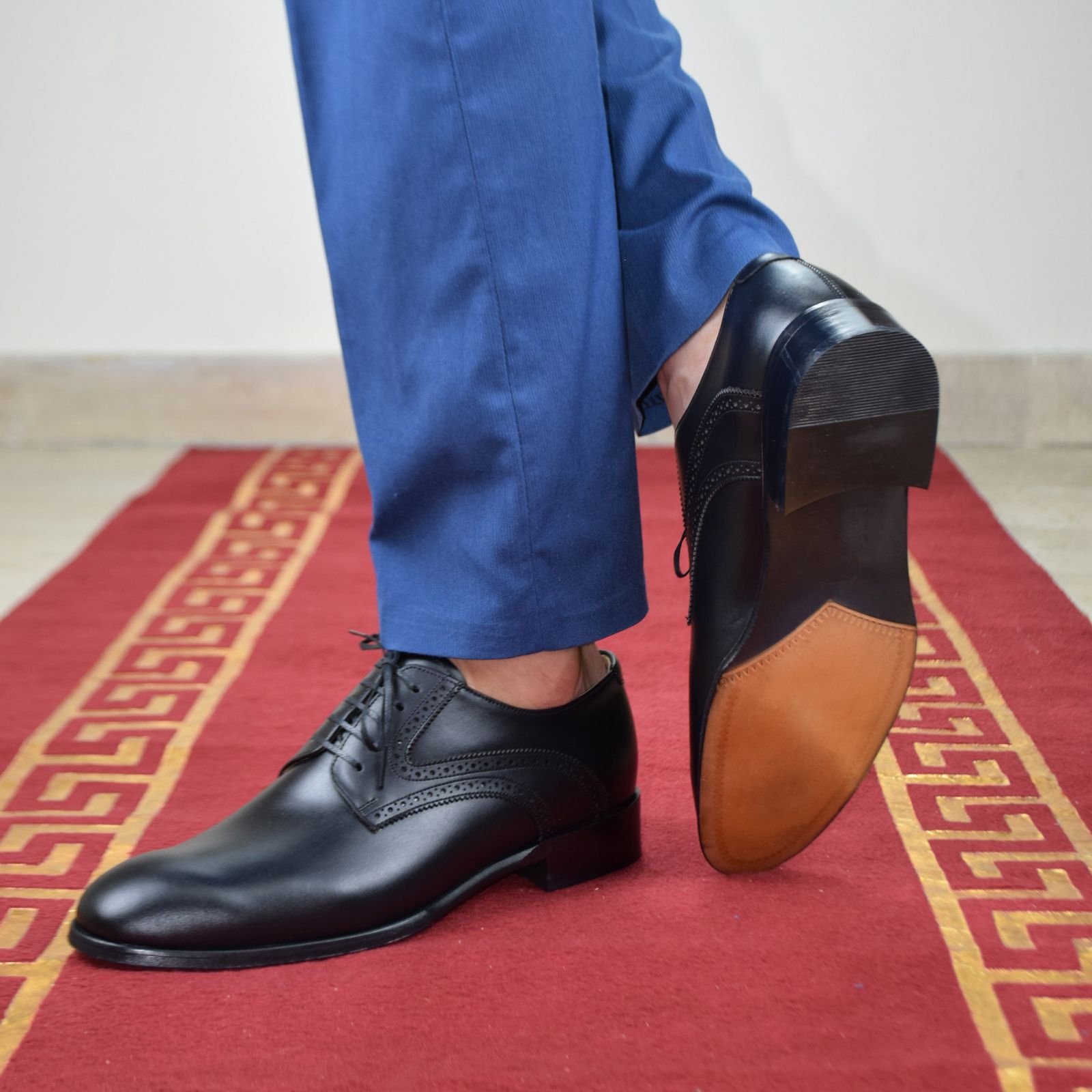 کفش مردانه کرمانی مدل تمام چرم دستدوز طبیعی کد 1074 رنگ مشکی -  - 3