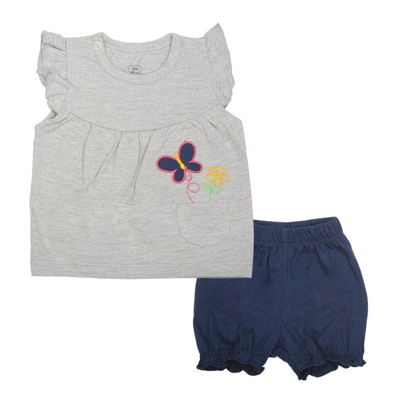 ست تاپ و شلوارک نوزادی آدمک مدل پروانه و گل کد 160003 -  - 9