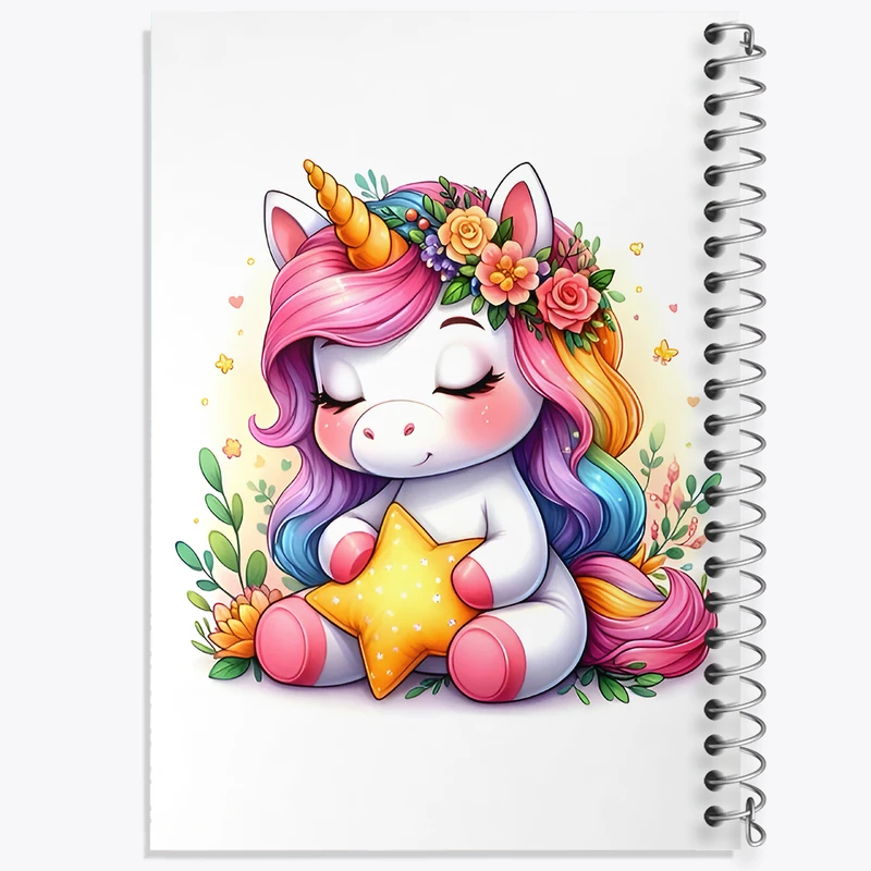 دفتر نقاشی 50 برگ خندالو طرح اسب تک شاخ کیوت کد F7584