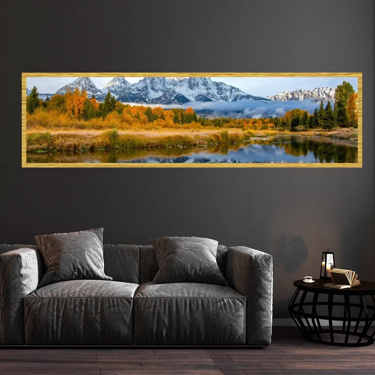 تابلو بکلیت طرح منظره پاییزی و دریاچه مدل کشیده T-7607