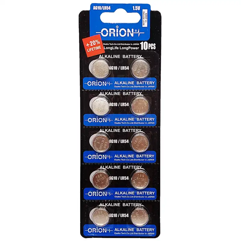 باتری ساعت اوریون مدل AG10 کد LR54 بسته 10 عددی