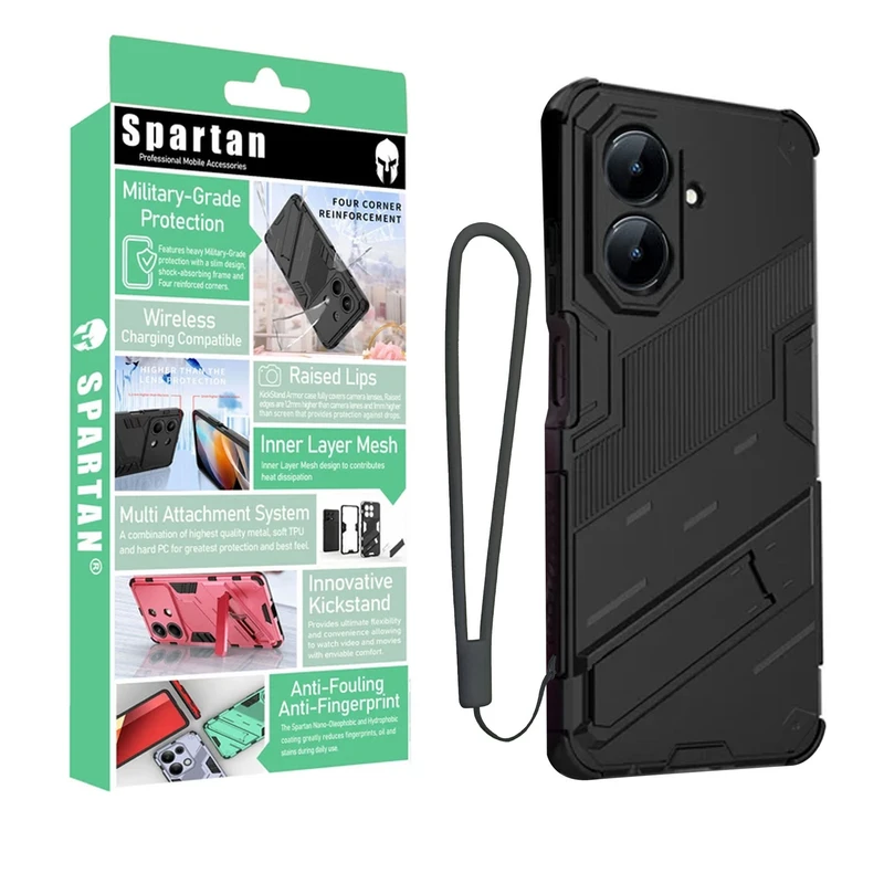 کاور اسپارتان مدل Bibercas Strap مناسب برای گوشی موبایل ریلمی Realme Note 60x/ Note 60 به همراه بندآویز