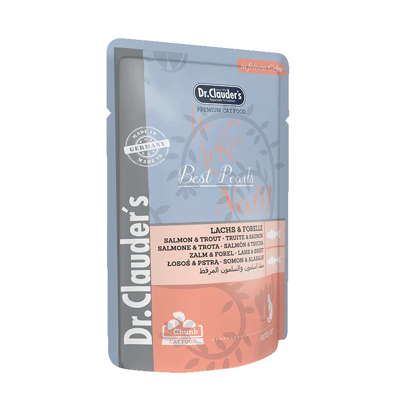 پوچ گربه بالغ دکتر کلادر مدل چانک طعم ماهی وزن 85 گرم