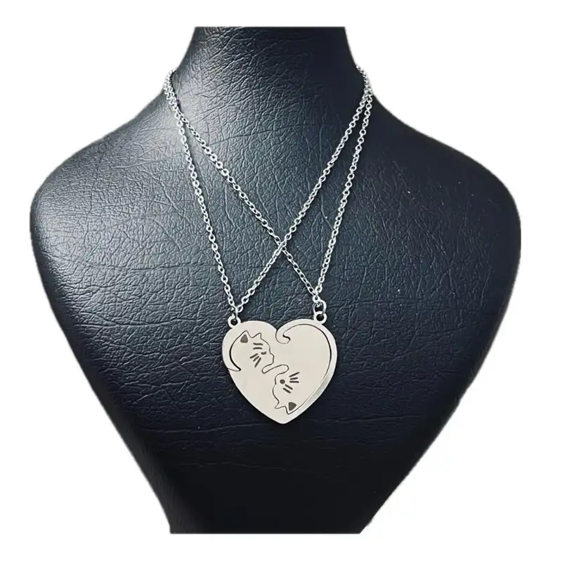 گردنبند مدل گربه قلبی مجموعه دو عددی