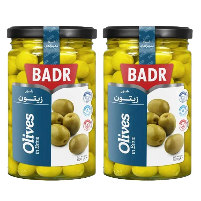 زیتون شور بدر - 650 گرم بسته 2 عددی