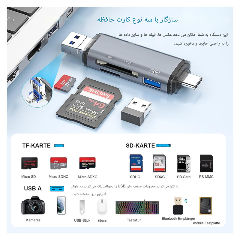 کارت‌خوان 6 پورت مجنتیک مدل ADS-306
