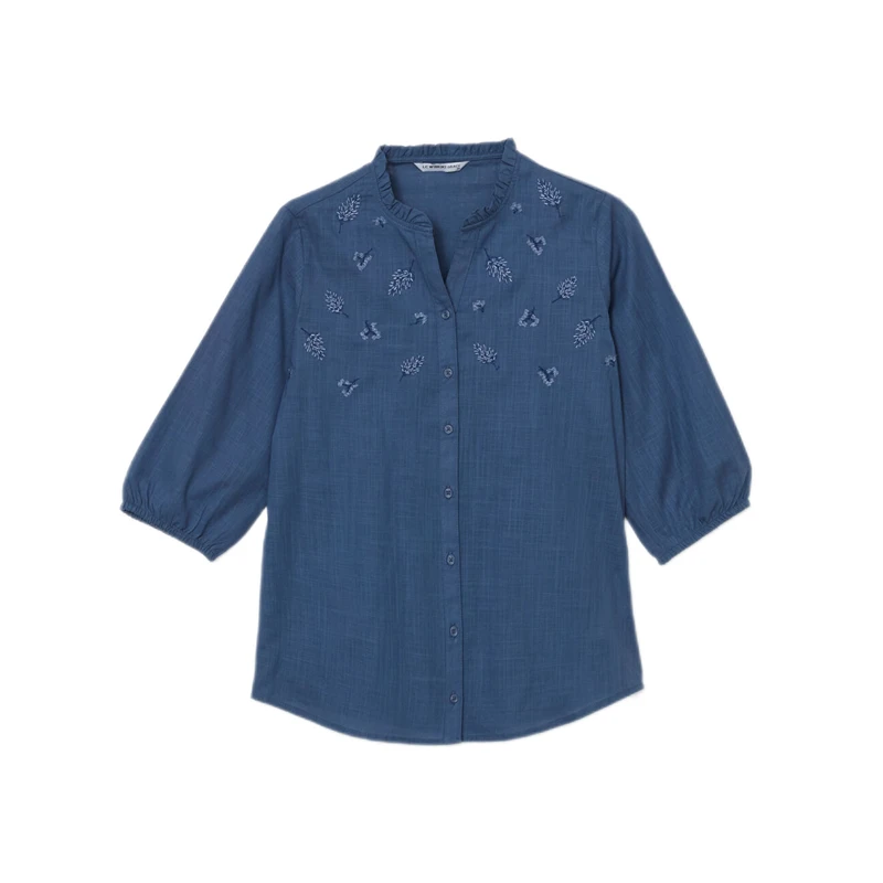 شومیز آستین سه ربع یقه هفت زنانه ال سی وایکیکی مدل Lacivert8769