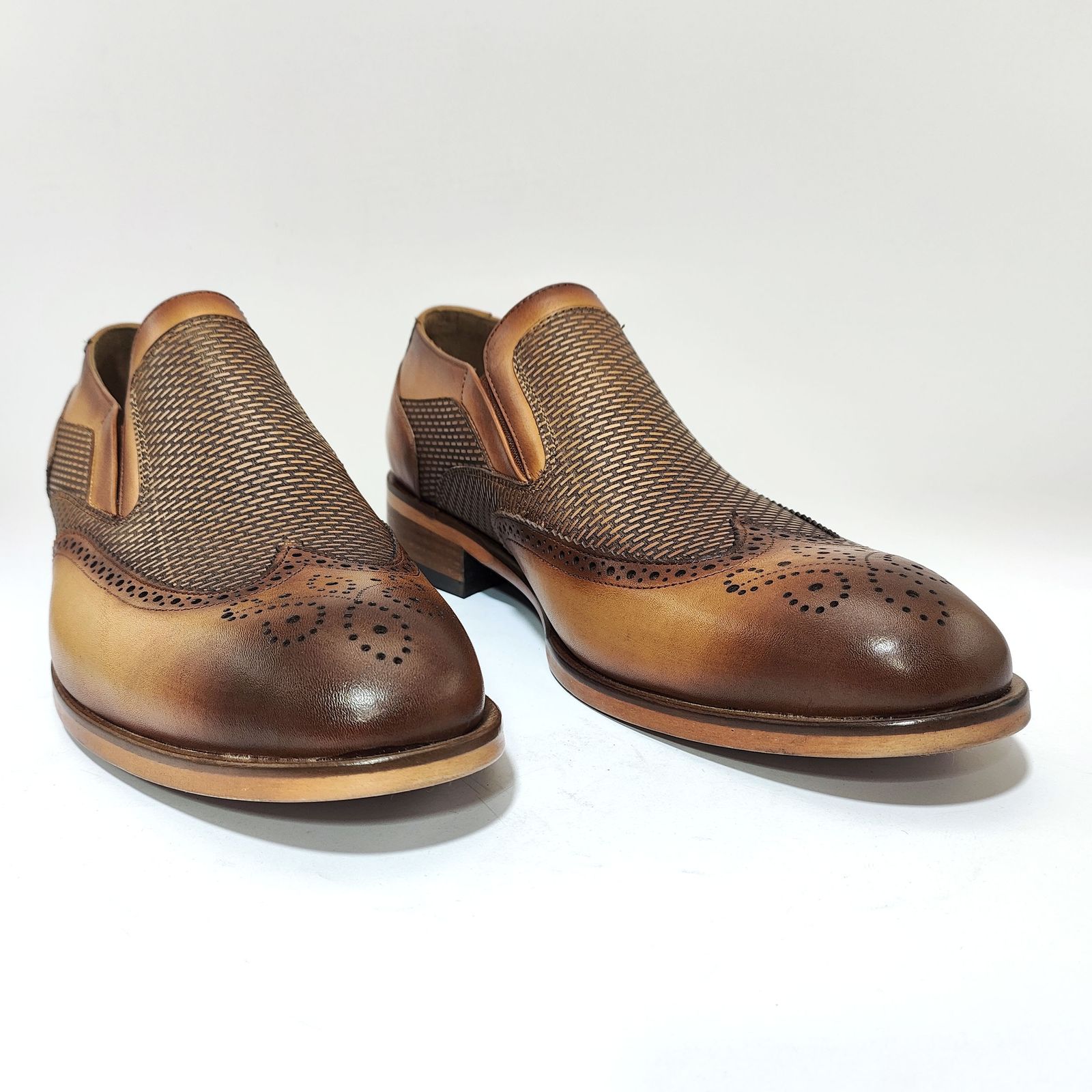 کفش مردانه کرمانی مدل چرم طبیعی دستدوز کد 1047 رنگ عسلی -  - 5