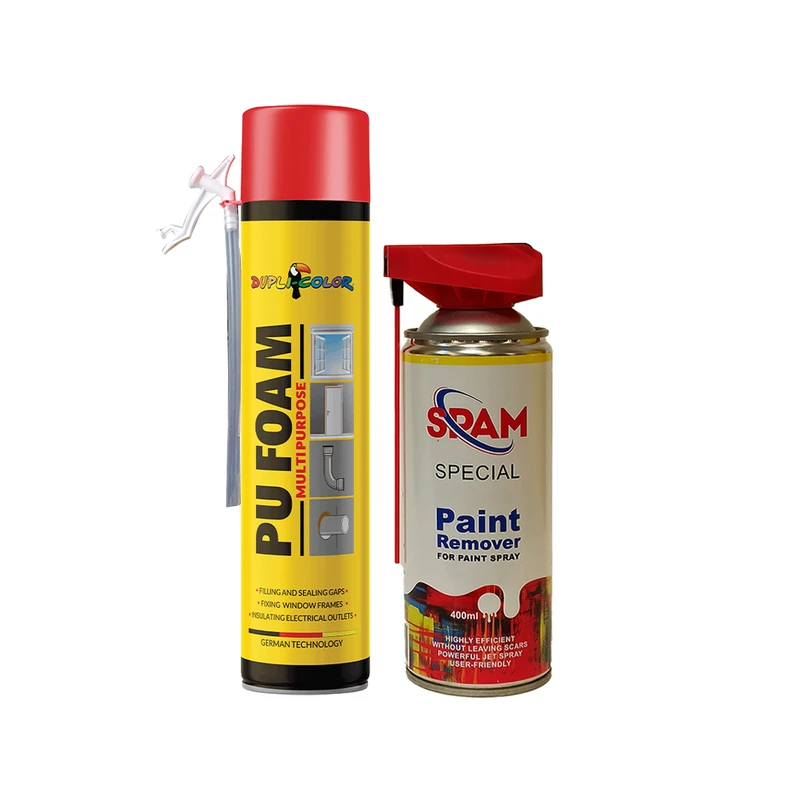 اسپری پاک کننده چسب و  فوم پلی اورتان  مدل pu2 حجم 750 میلی لیتر مجموعه 2 عددی