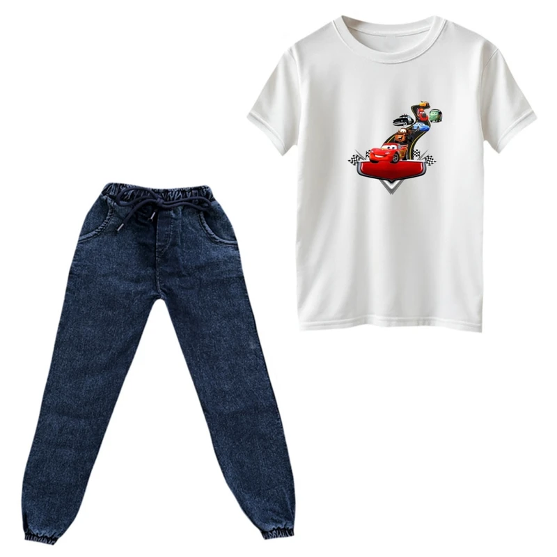 ست تی‌شرت و شلوار پسرانه مدل ماشین ها کد 02
