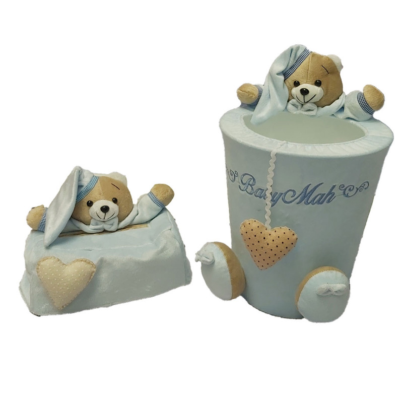 ست سطل و جادستمال کاغذی اتاق کودک  مدل خرس تدی