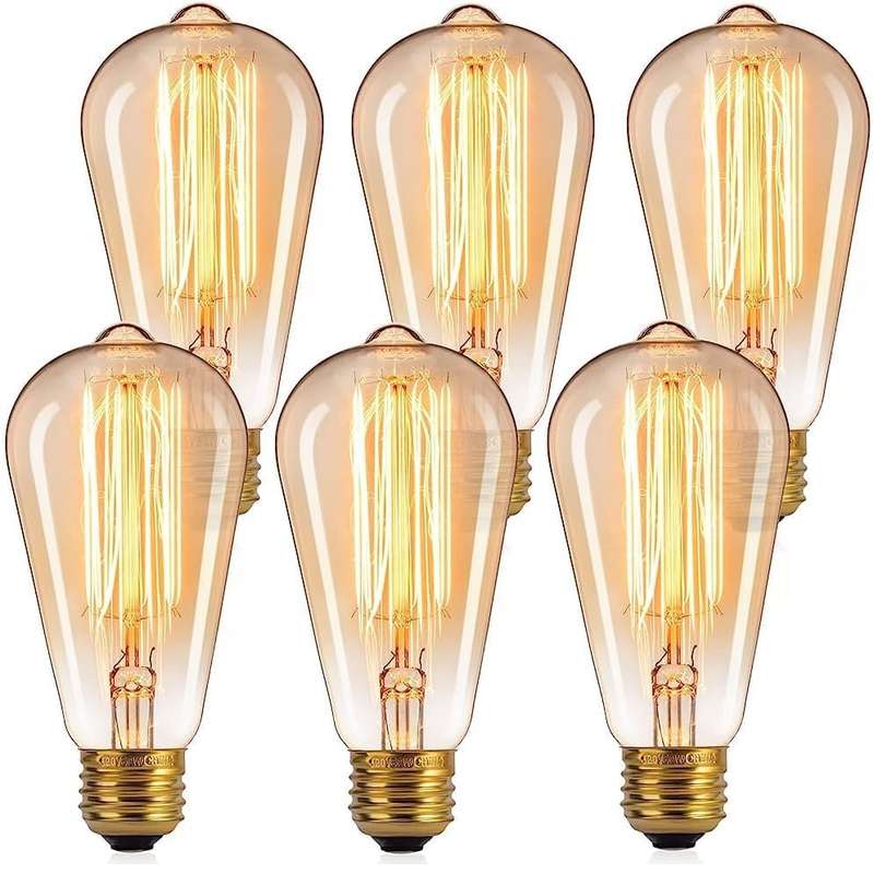 لامپ ادیسونی 40 وات مدل ST64 Vertical پایه E27 بسته 6 عددی