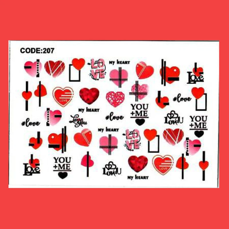 استیکر طراحی ناخن طرح قلب کد C207