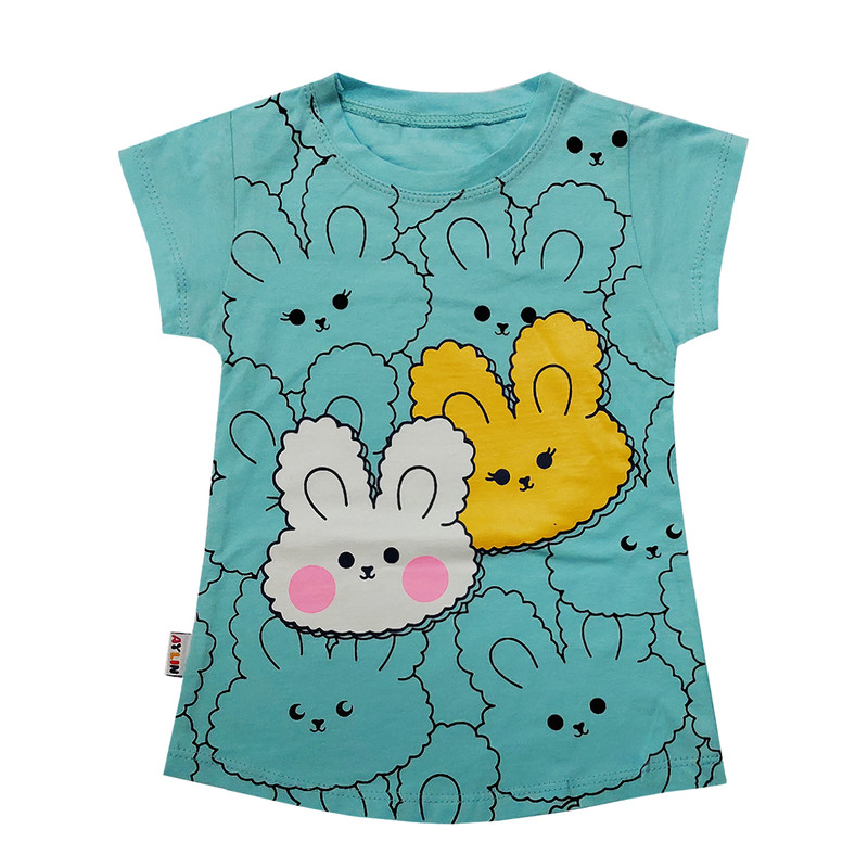 تی شرت آستین کوتاه دخترانه آیلین طرح خرگوش کد 150008