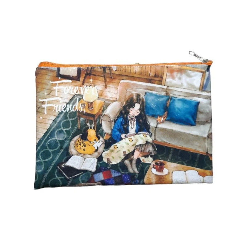 پوشه مدل زیپ دار طرح دختر جنگل و کتاب کد 63