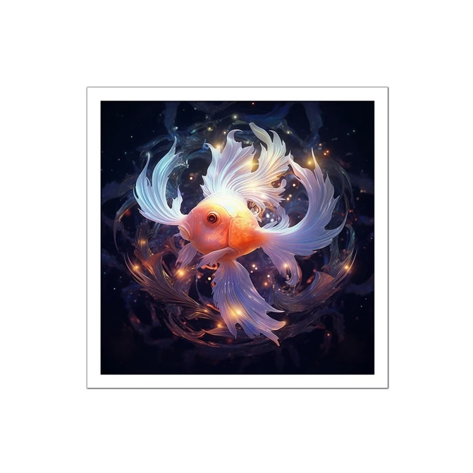 تابلو نوری بکلیت طرح طبیعت دریا و ماهی مدل W-MID-16020