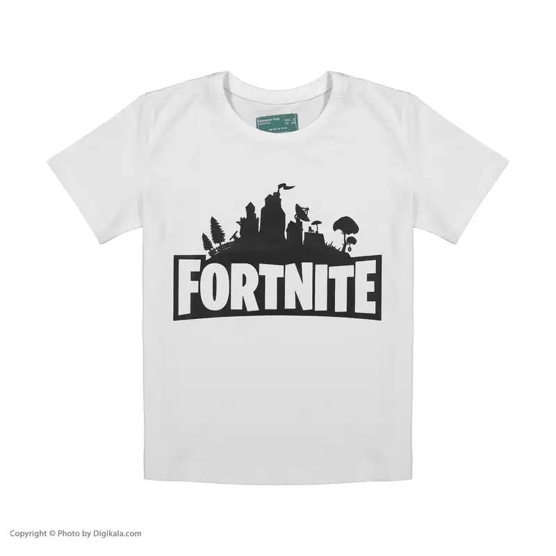 تی شرت آستین کوتاه پسرانه تیتیش مدل Fortnite رنگ سفید