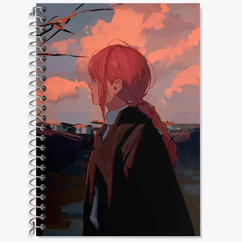 دفتر زبان 50 برگ خندالو مدل سه خط طرح ماکیما انیمه مرد اره ای Chainsaw Man کد 17961