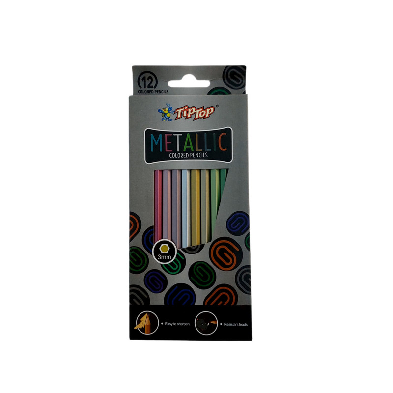 مداد رنگی 12رنگ تیپ تاپ مدل متالیک