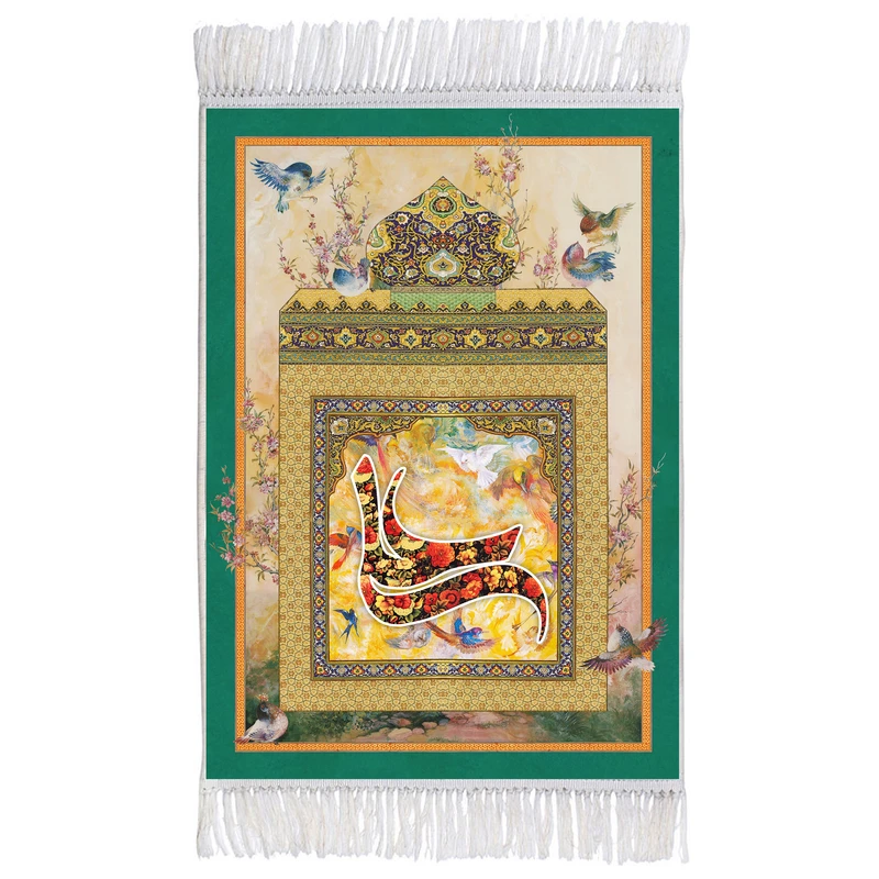 فرش ماشینی دیوارکوب اطلس آبی مدل علی کد T3715