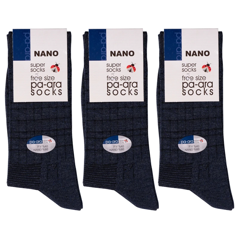 جوراب ساق بلند مردانه پاآرا مدل نانو 60 کد 6031 بسته 3 عددی