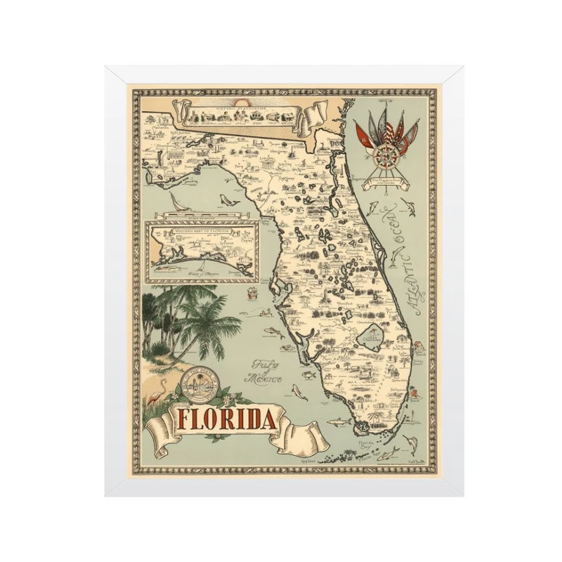 تابلو مدل هنر نقشه ایالت فلوریدا
