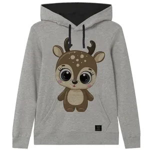 هودی دخترانه 27 مدل گوزن کوچولو کد V77 رنگ طوسی