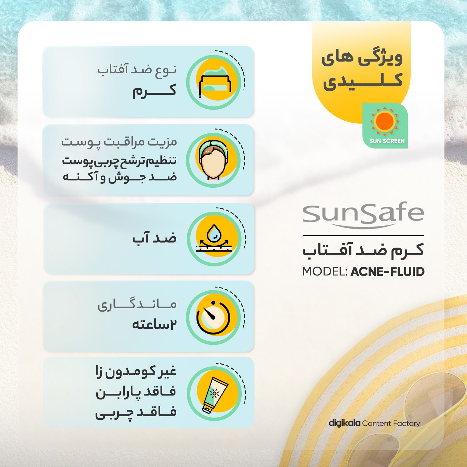 کرم ضد آفتاب بدون رنگ سان سیف SPF50 مدل ACNE-FLUID محافظ UVA ،UVB و +++PA، تنظیم ترشح چربی پوست، ضد جوش و آکنه، ضد آب، ضد حساسیت، مناسب پوست‌‌های آکنه‌ای و چرب حجم 50 میلی‌لیتر -  - 16