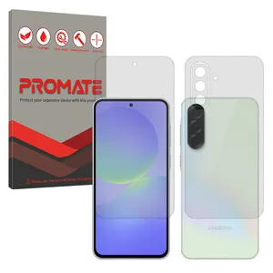 Promate Resistant model transparent screen protector suitable for Samsung Galaxy A56 mobile phone along with the back protector