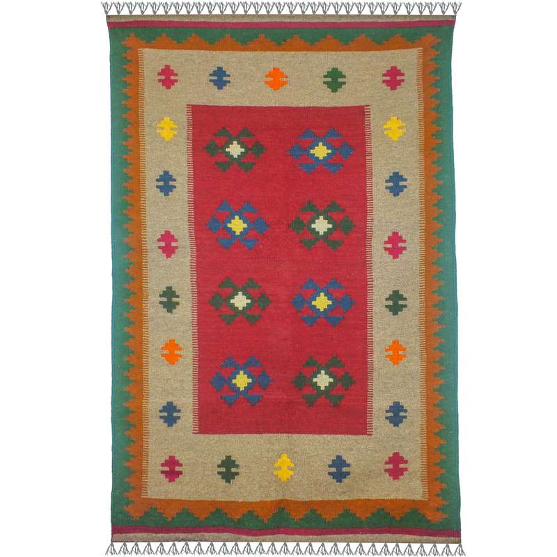 گلیم دستبافت یک و نیم متری کد zar 22339