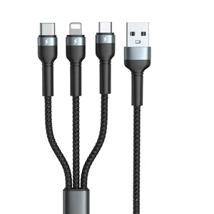 کابل تبدیل USB به لایتنینگ/microUSB/USB-C تی دی مدل CA305  طول 1.2 متر