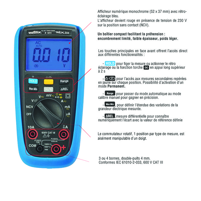 مولتی متر دیجیتال متریکس مدل MTX204