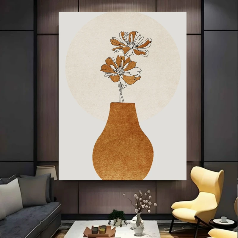 پوستر پارچه ای طرح مخمل  گل و گلدان مدل مینیمال کد BK58133