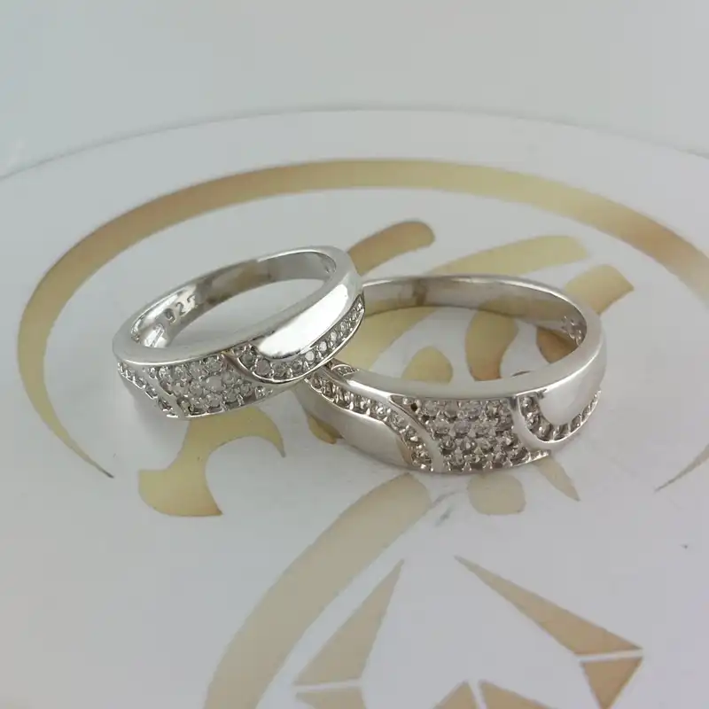 ست انگشتر نقره زنانه و مردانه ملک زیور مدل 703