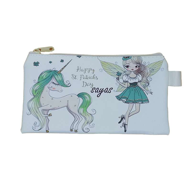 کیف لوازم آرایش زنانه مدل کتابی طرح دختر و تکشاخ