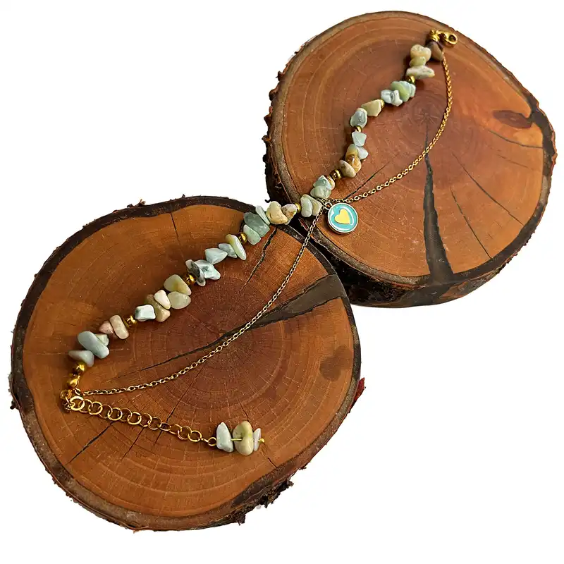 پابند زنانه دل تافته مدل سنگ آمازونیت کد Del_A35