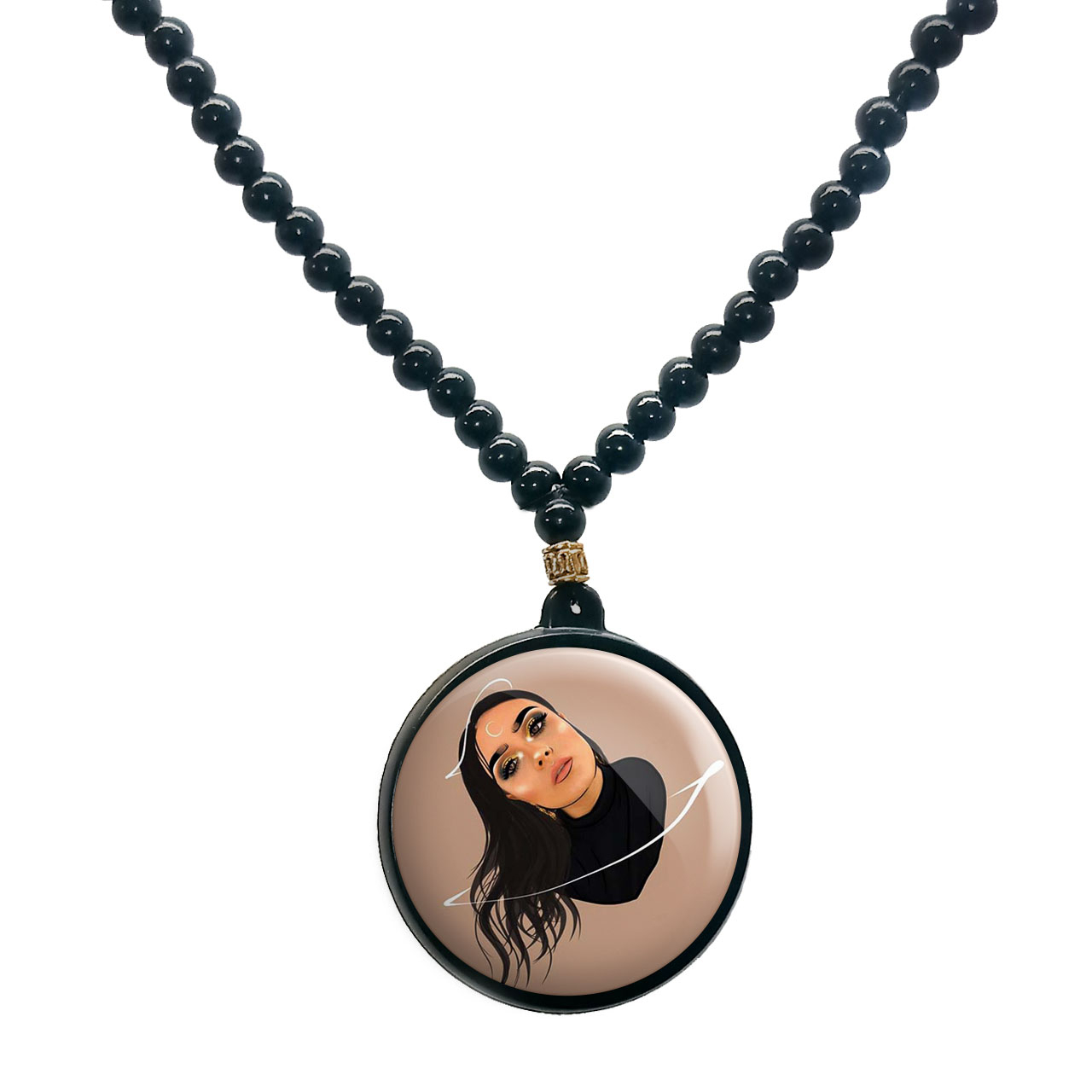 گردنبند پرمانه طرح آریانا گرانده کد pmd.7758 مدل دو طرفه