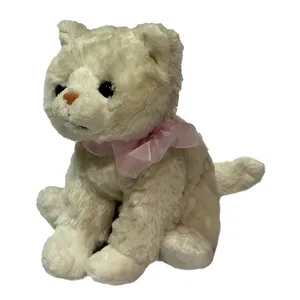 عروسک طرح گربه مدل Snowy Kitty کد SZ10/858 طول 20 سانتی‌متر