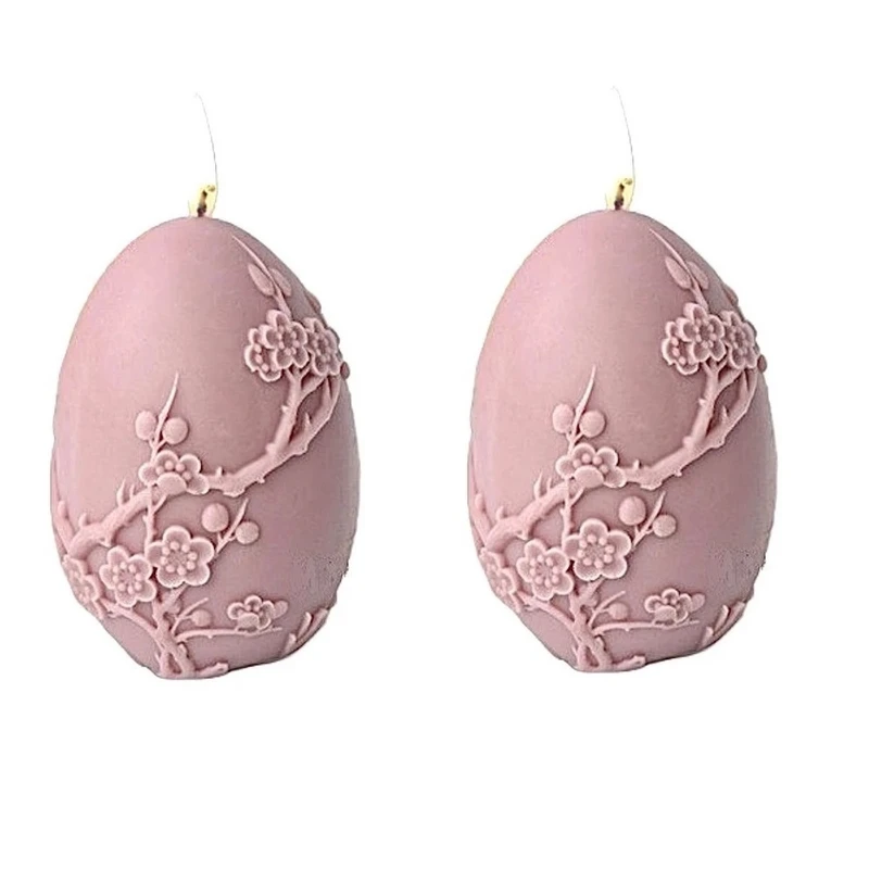 شمع دست‌ساز معطر مدل تخم مرغ عید با رایحه شکوفه گیلاس زمان اتمام 3 ساعت بسته 2 عددی