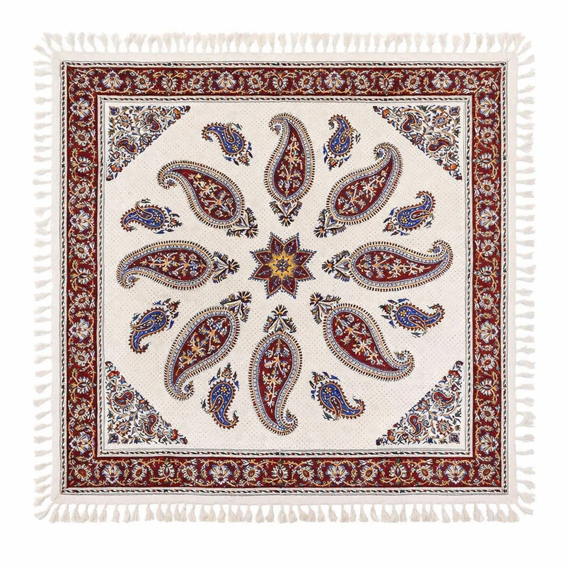 رومیزی قلمکار صنایع دستی فاخر مدل سنتی طرح بته جقه کد Sq100Cypress