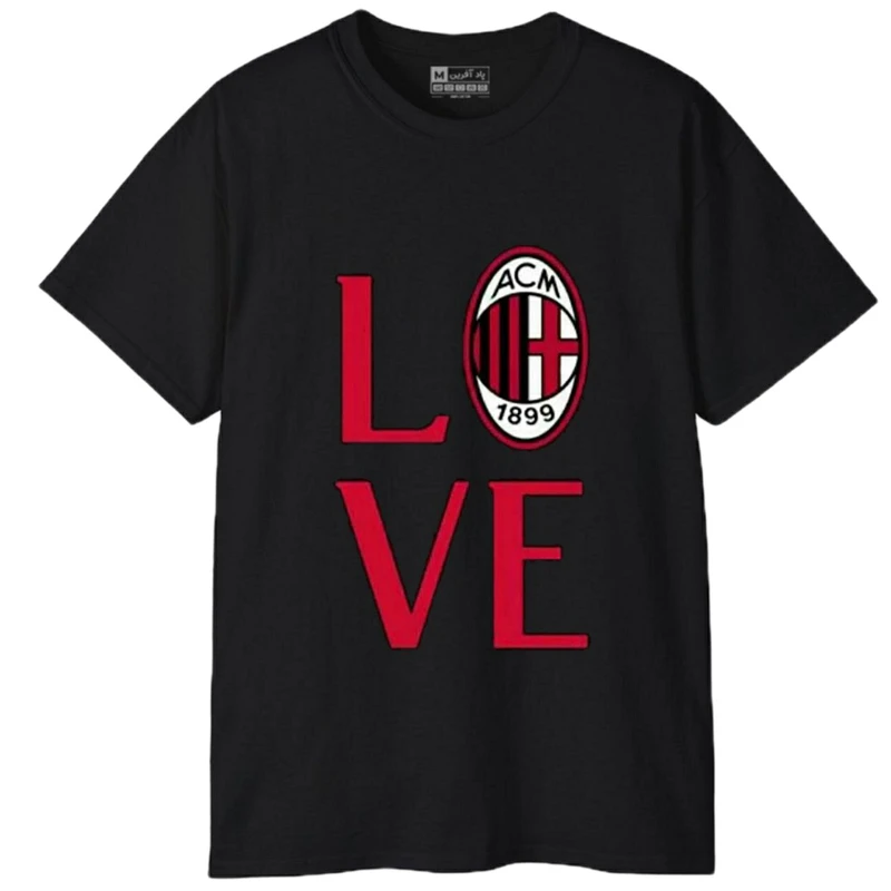 تی‌شرت آستین کوتاه مردانه پاد آفرین مدل فوتبالی آث میلان کد 422 رنگ مشکی