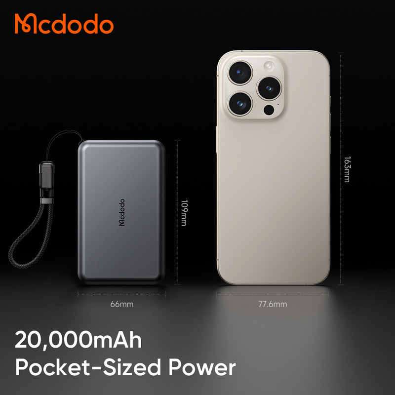 پاوربانک 45 وات مک دودو مدل MC-095 ظرفیت 20000 میلی‌آمپرساعت به همراه کابل USB-C