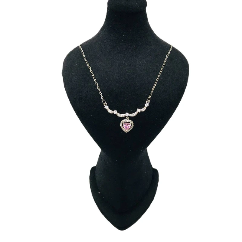 گردنبند زنانه مدل قلب نگین دار کد H1008
