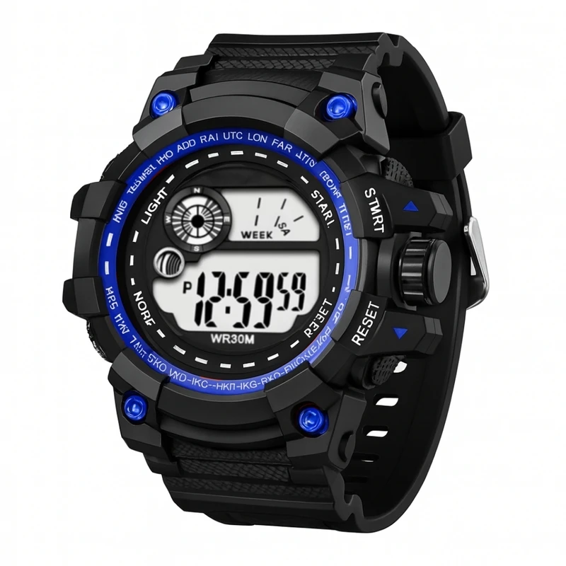 ساعت مچی دیجیتال مردانه مدل اسپرت تک زمانه کرنوگراف بند پیو کد A3