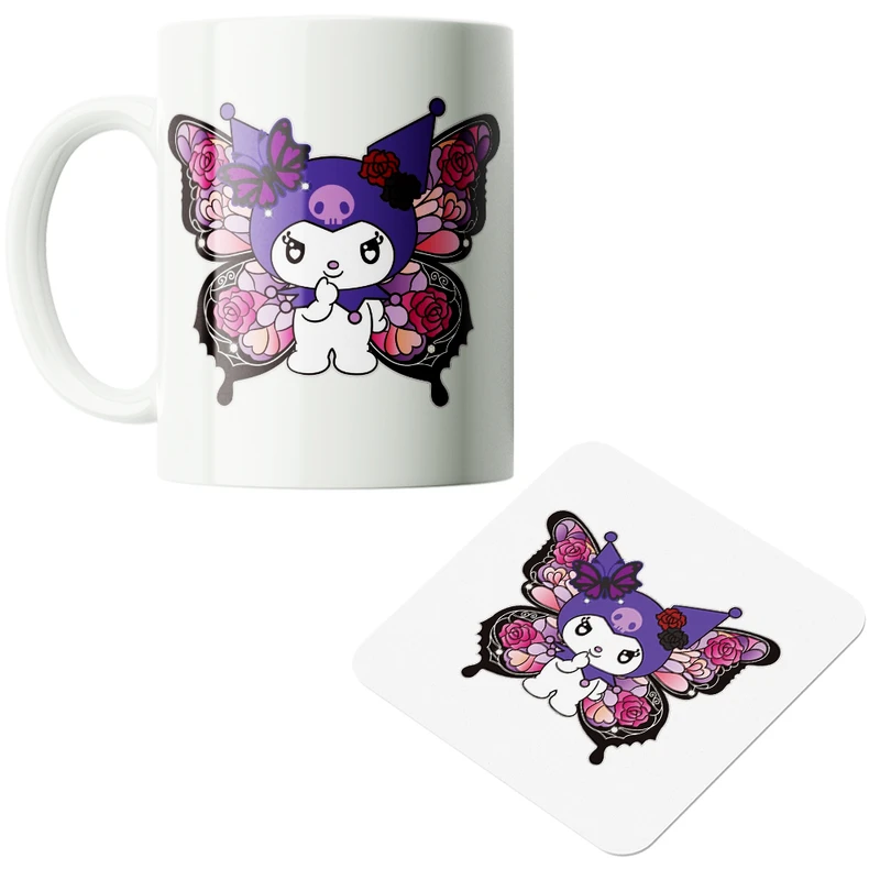 ماگ پاد آفرین مدل کارتونی سانریو کرومی مای ملودی هلوکیتی کد PZ093 به همراه زیرلیوانی