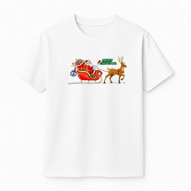 تی‌شرت آستین کوتاه پسرانه مدل بابانوئل و گوزن کریسمس کد v5 